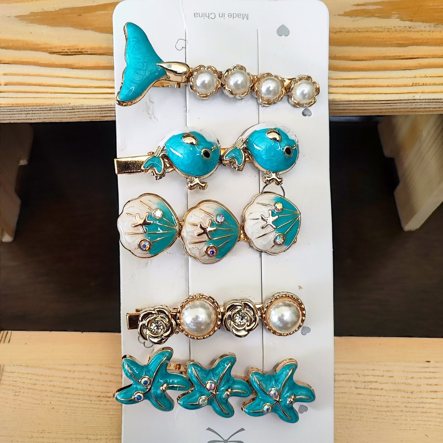 Ocean-Inspired Hair Clips Set - 5 Pieces