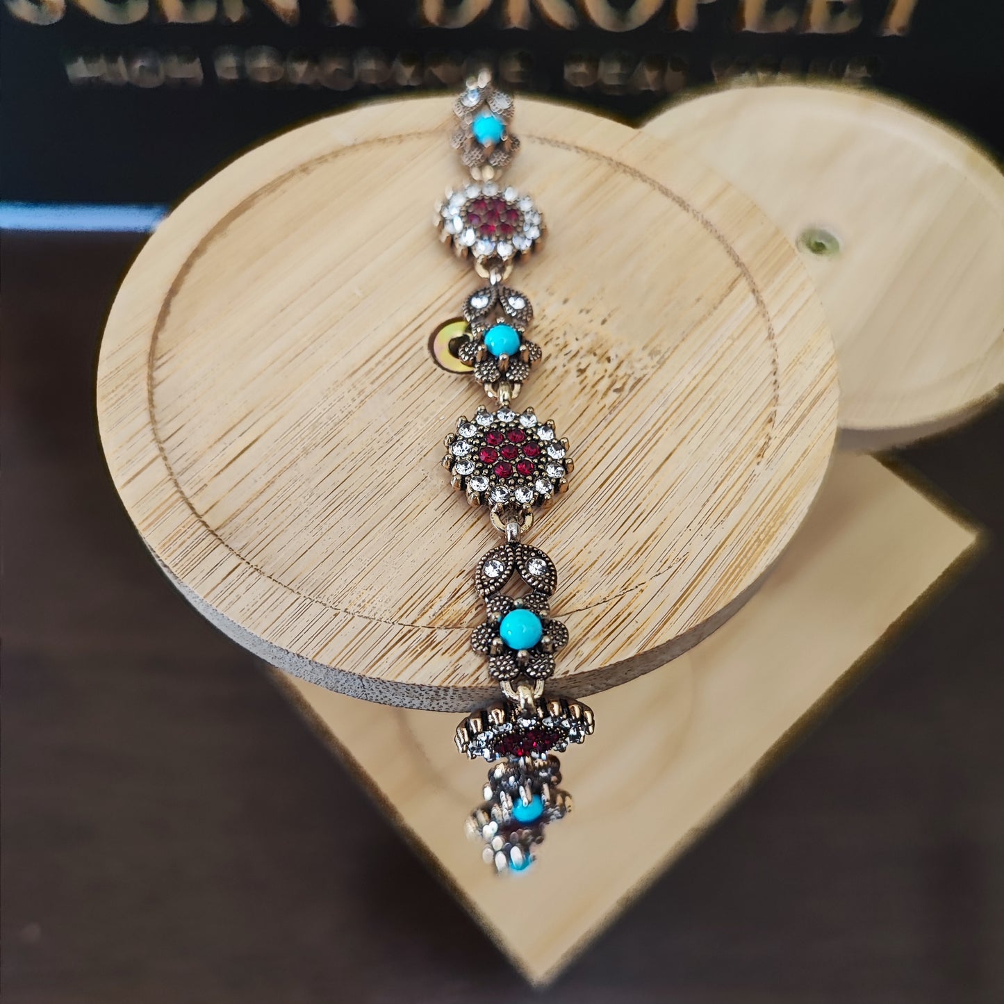 Boho Crystal & Turquoise Link Bracelet