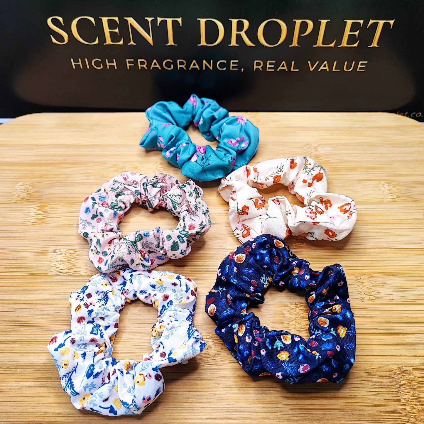 5 Pieces Floral Scrunchies
