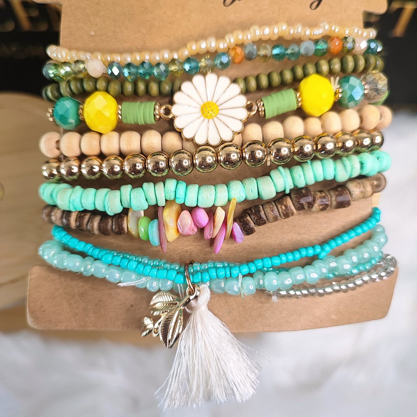 Boho Beaded Bracelet Stack Set