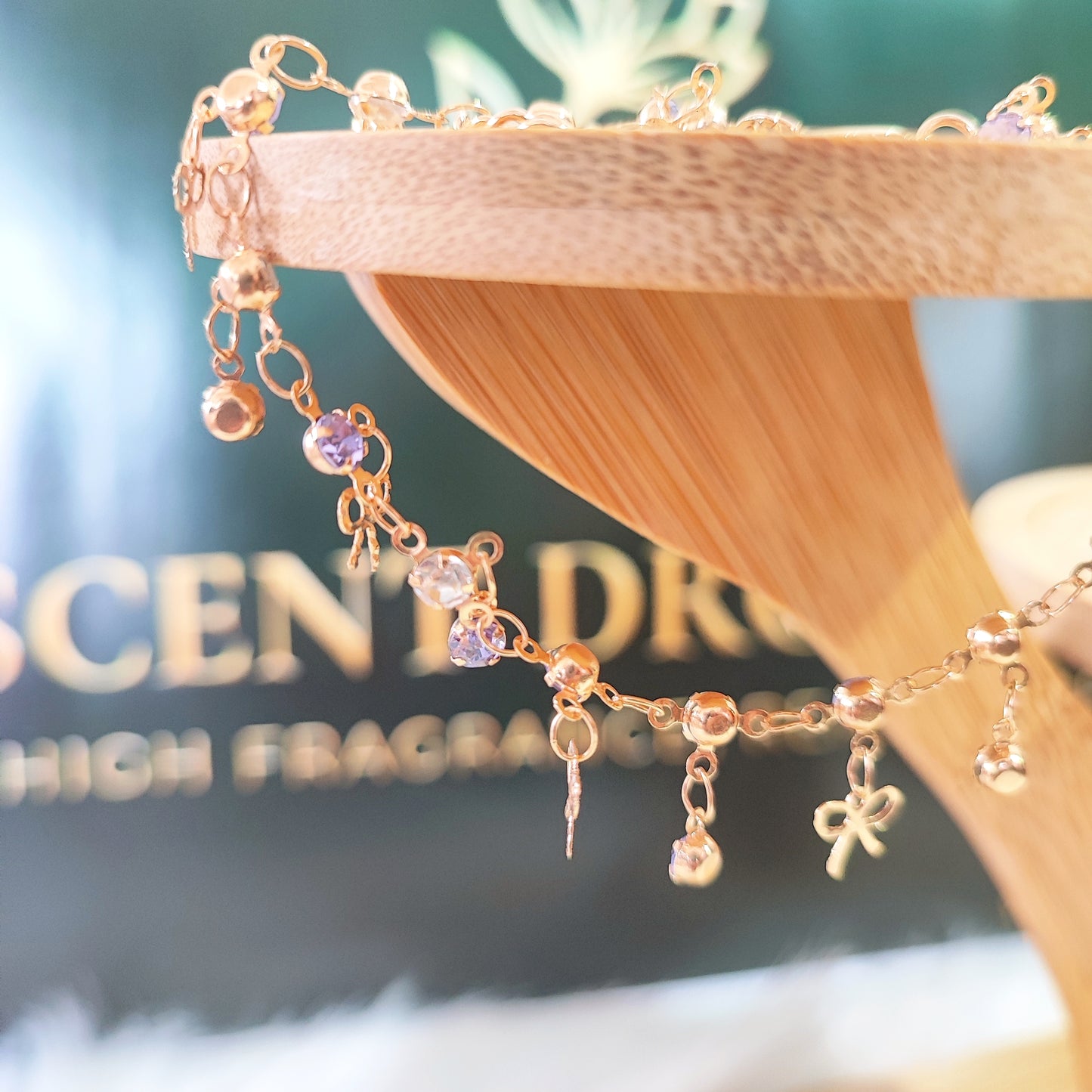 Rose Gold Bow & Crystal Anklet (1 Piece)