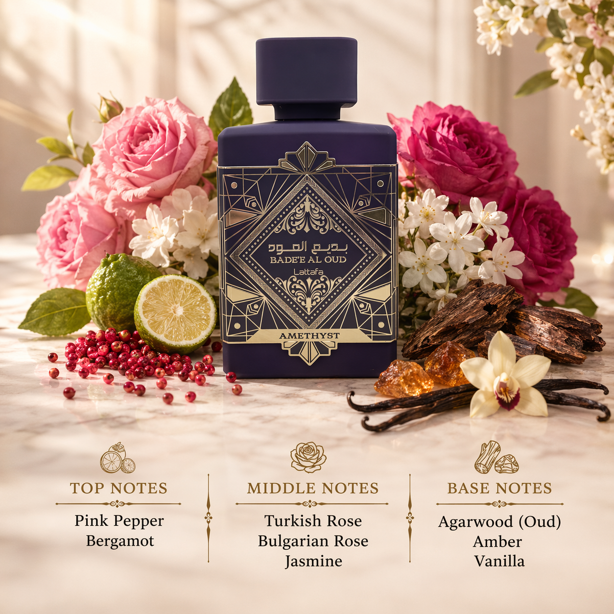 Badee Al Oud Amethyst EDP by Lattafa (Decant)
