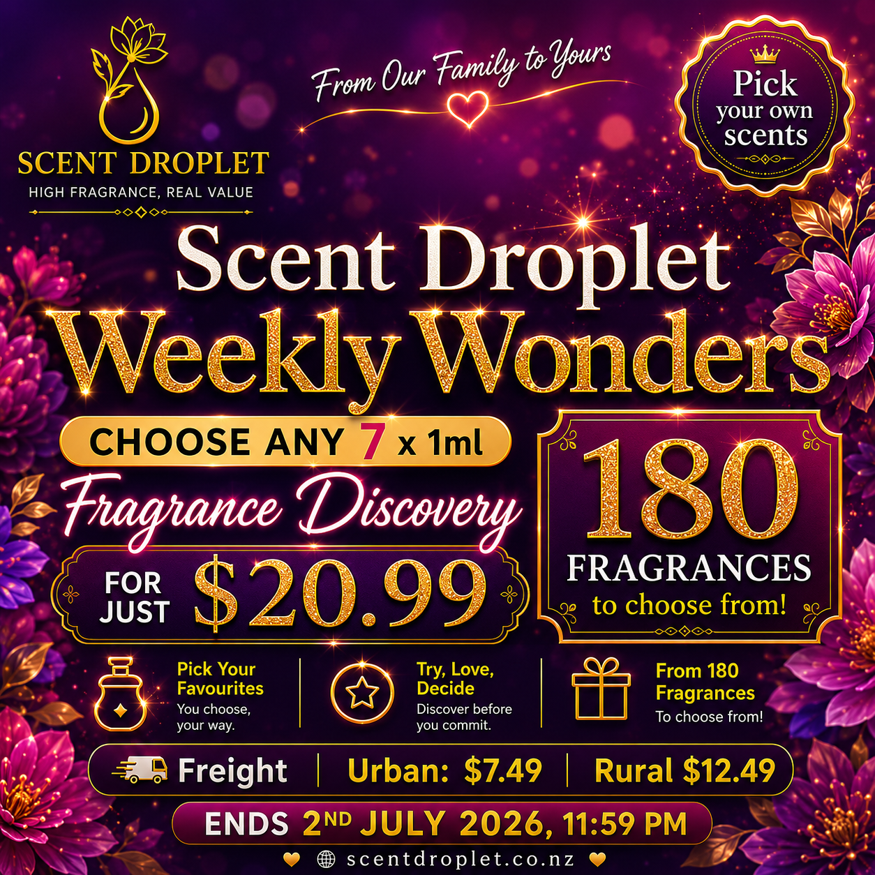Scent Droplet Weekly Wonders - Choose Any 7 x 1ml Fragrance Discoveries (Decants)