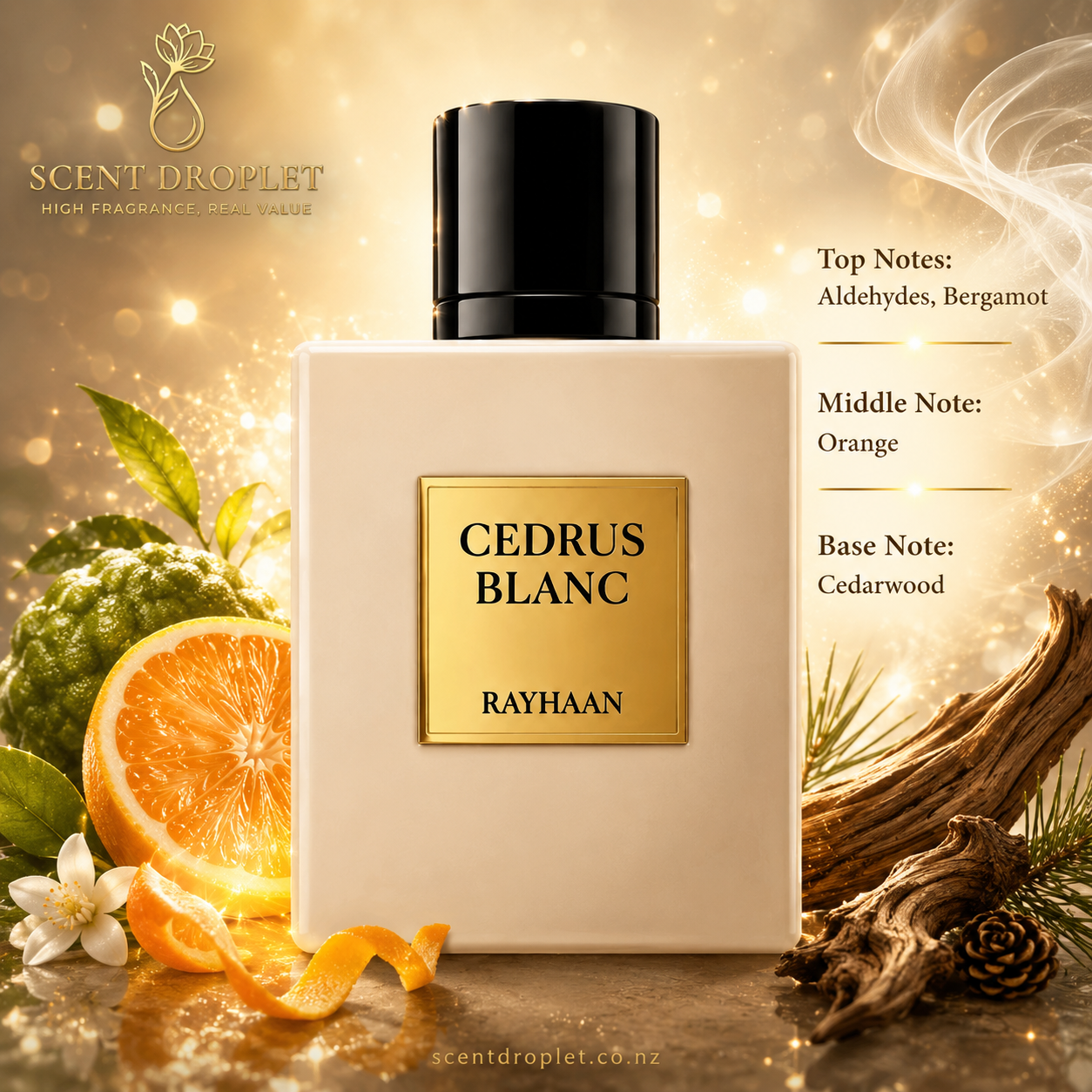 Cedrus Blanc by Rayhaan EDP Decant - fragrance notes infographic