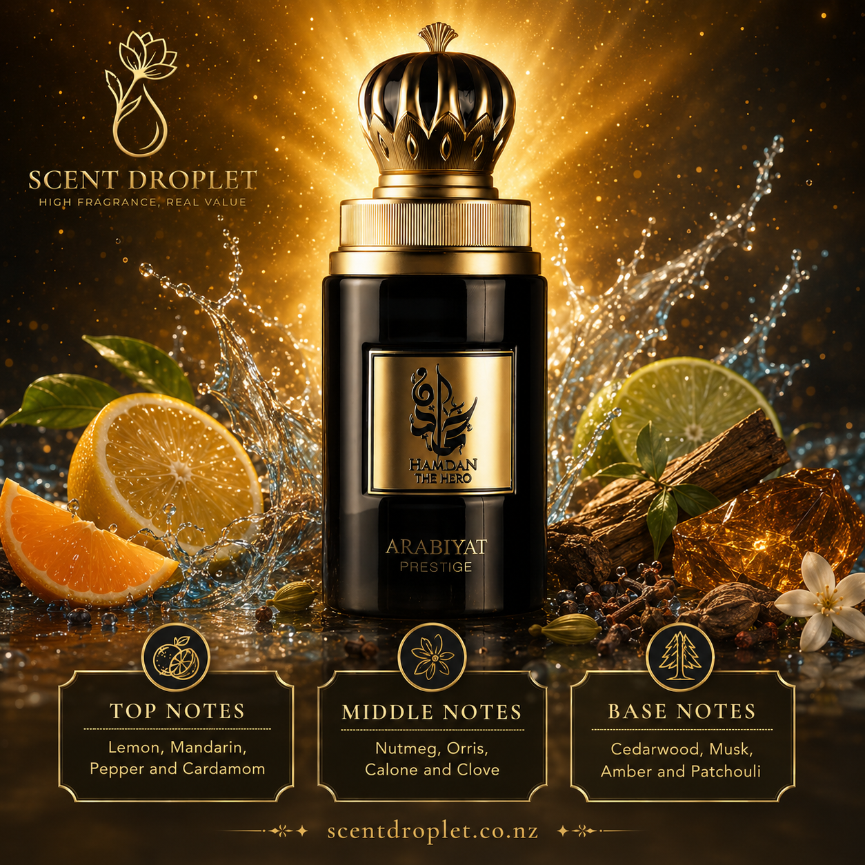 Hamdan The Hero by Arabiyat Prestige EDP bottle product shot