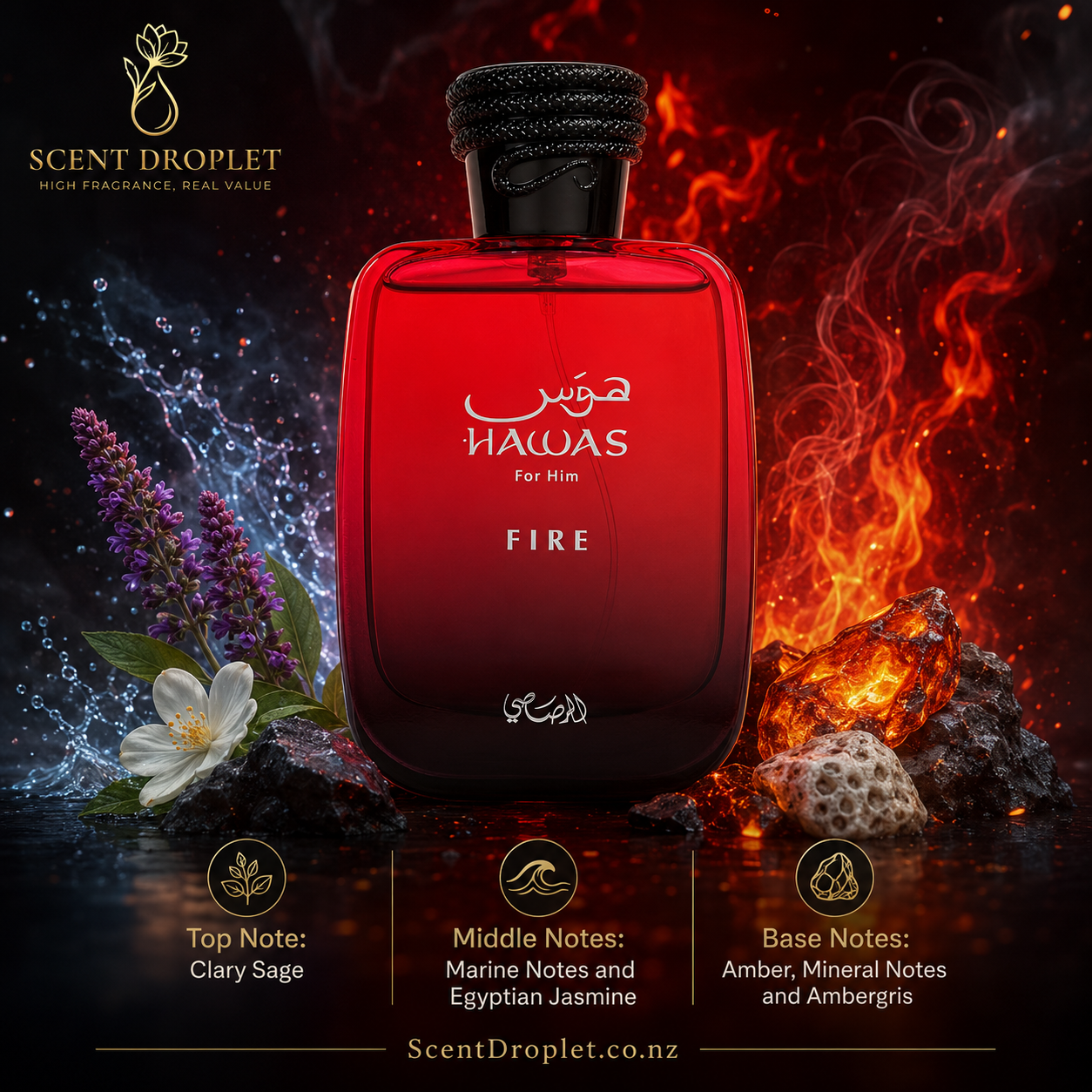 Hawas Fire by Rasasi Eau de Parfum (Decant)