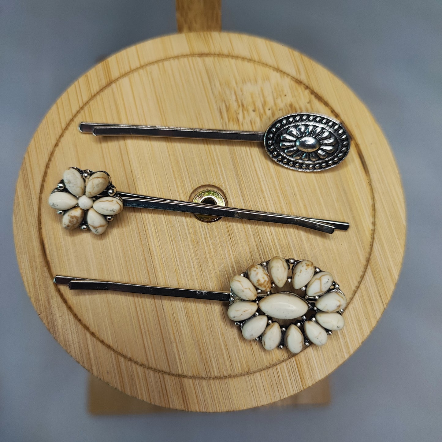 3 Pc Ethnic Style Turquoise Flower Hair Clip