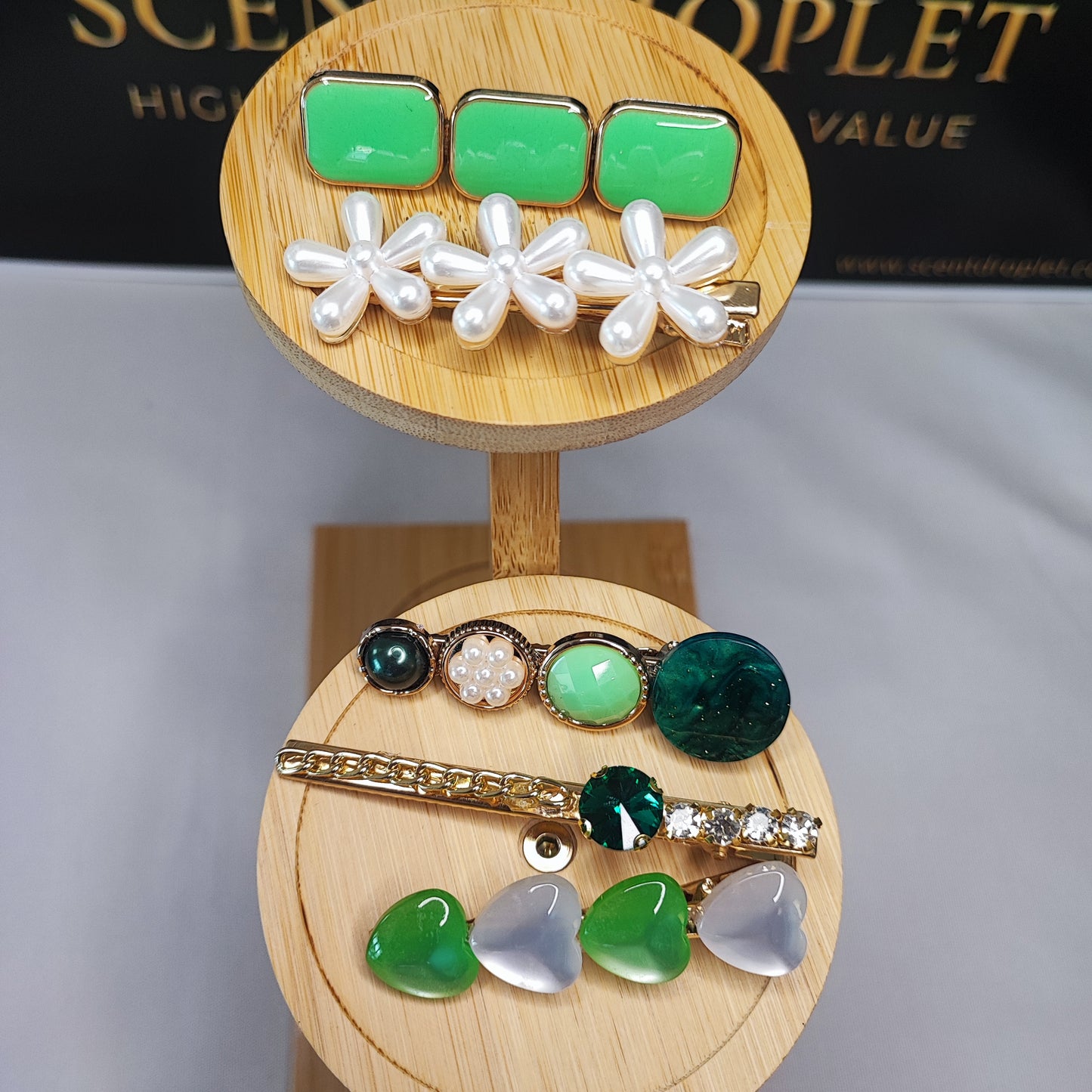 Green Hair Pin Set - 8 Pieces