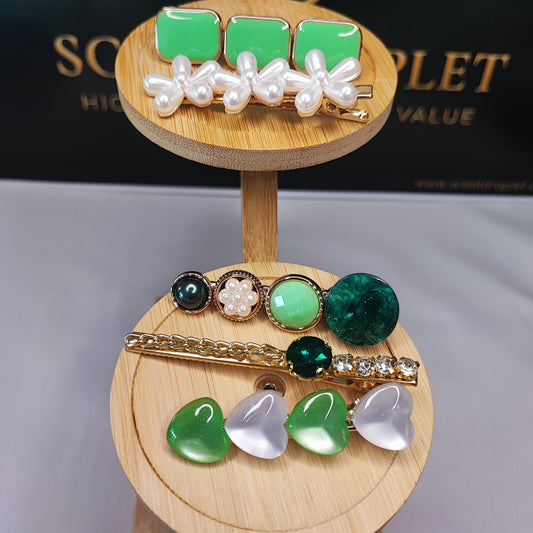 Green Hair Pin Set - 8 Pieces