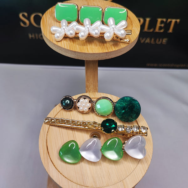 Green Hair Pin Set - 8 Pieces