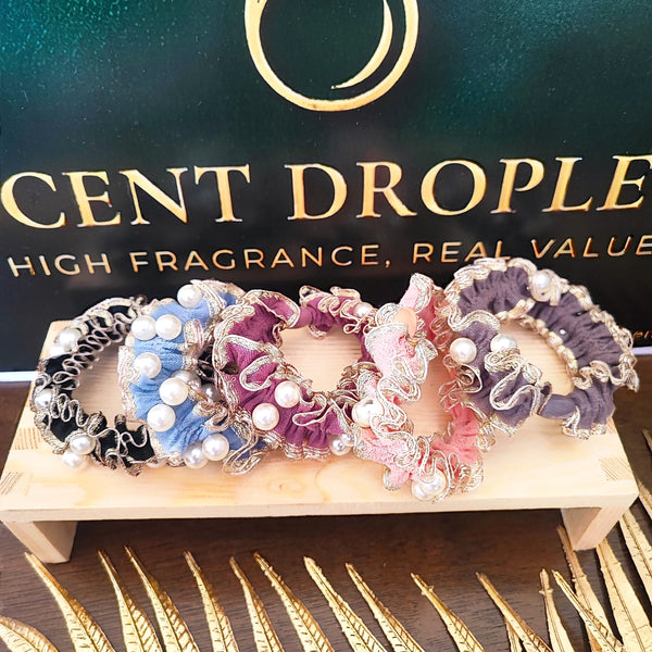 5 Pieces Stunning Pearl Studded Scrunchies