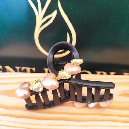 Pearl Heart Hair Claw Clip