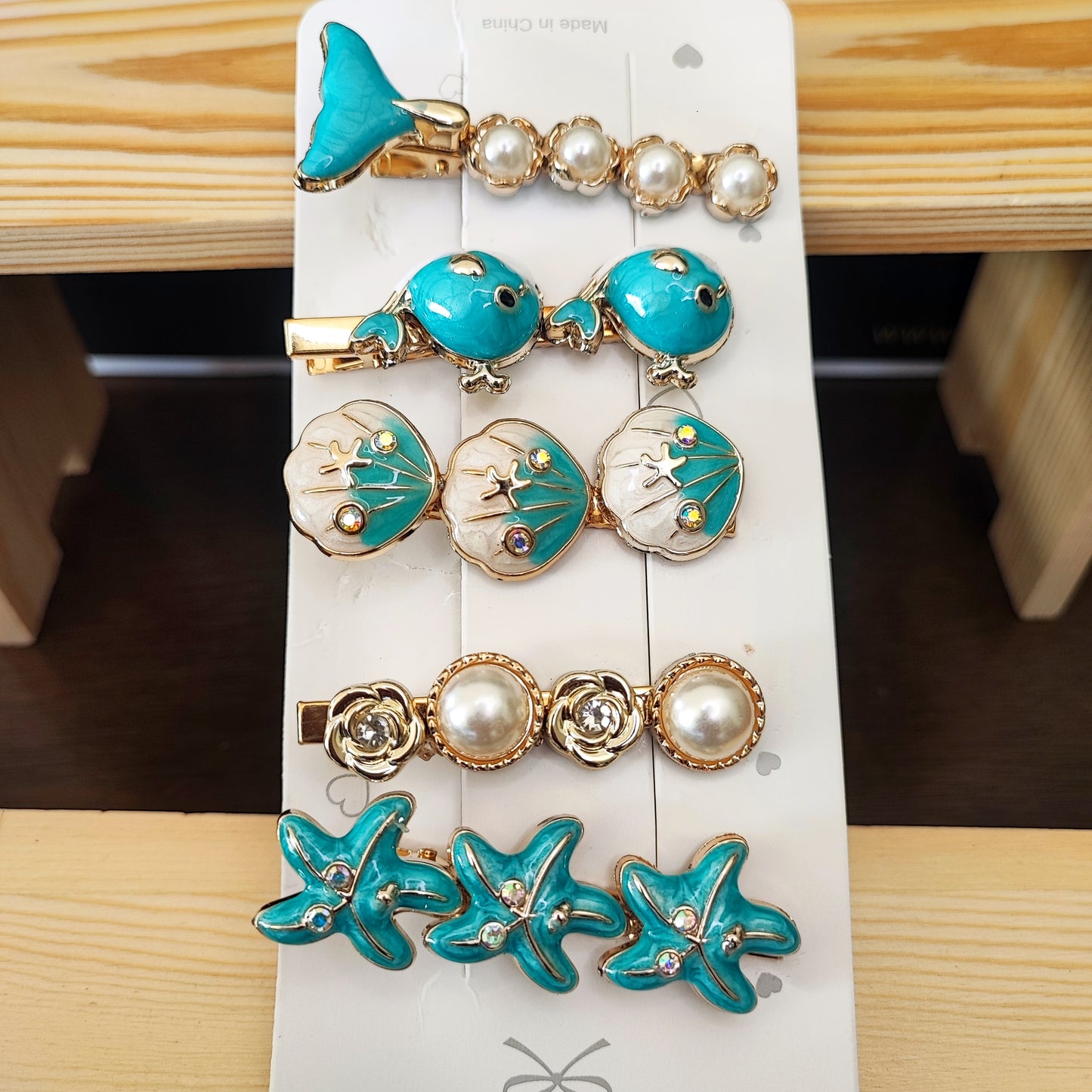 Ocean-Inspired Hair Clips Set - 5 Pieces