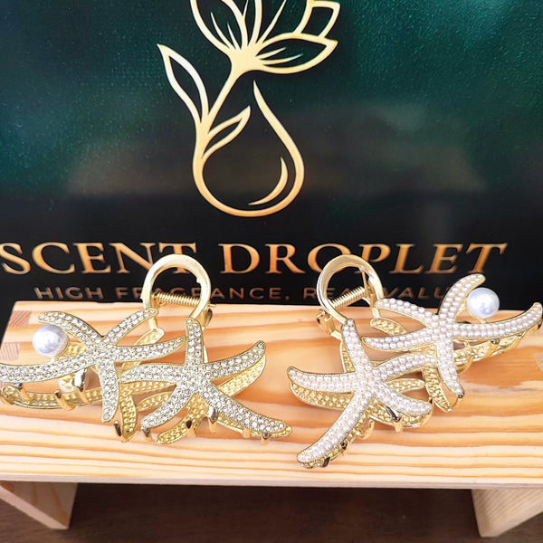 Pearl & Diamond Starfish Hair Claw Clips - 2 Pieces