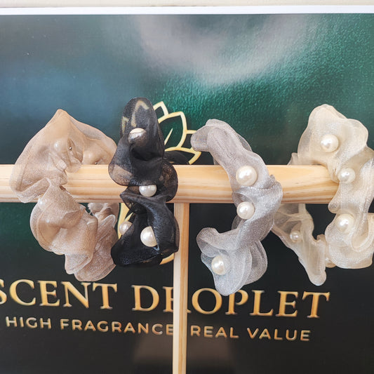 4 Pieces Pearl Hair Scrunchies Shimmer