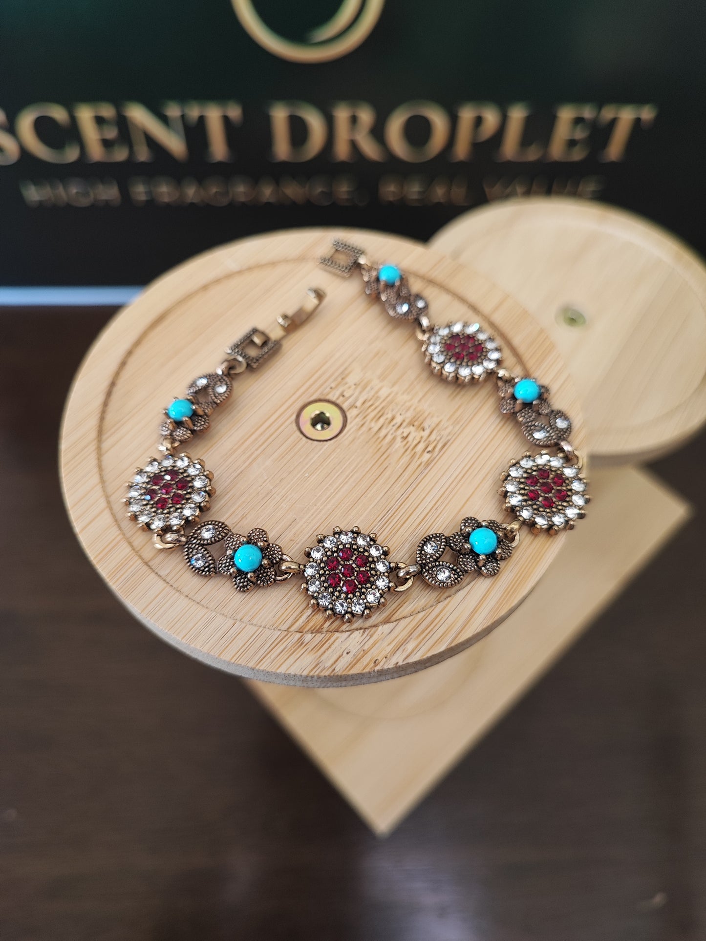 Boho Crystal & Turquoise Link Bracelet