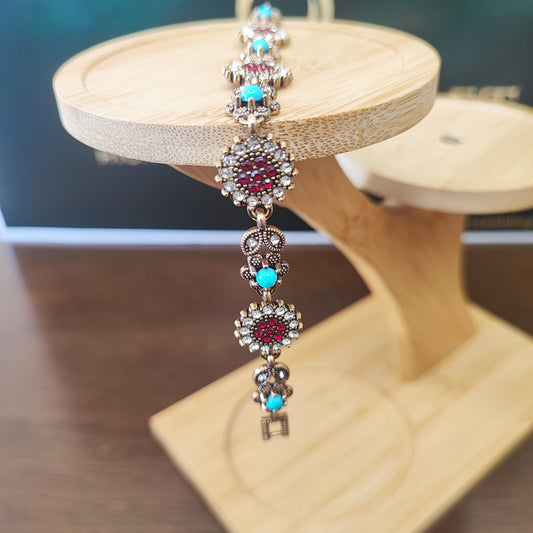Boho Crystal & Turquoise Link Bracelet