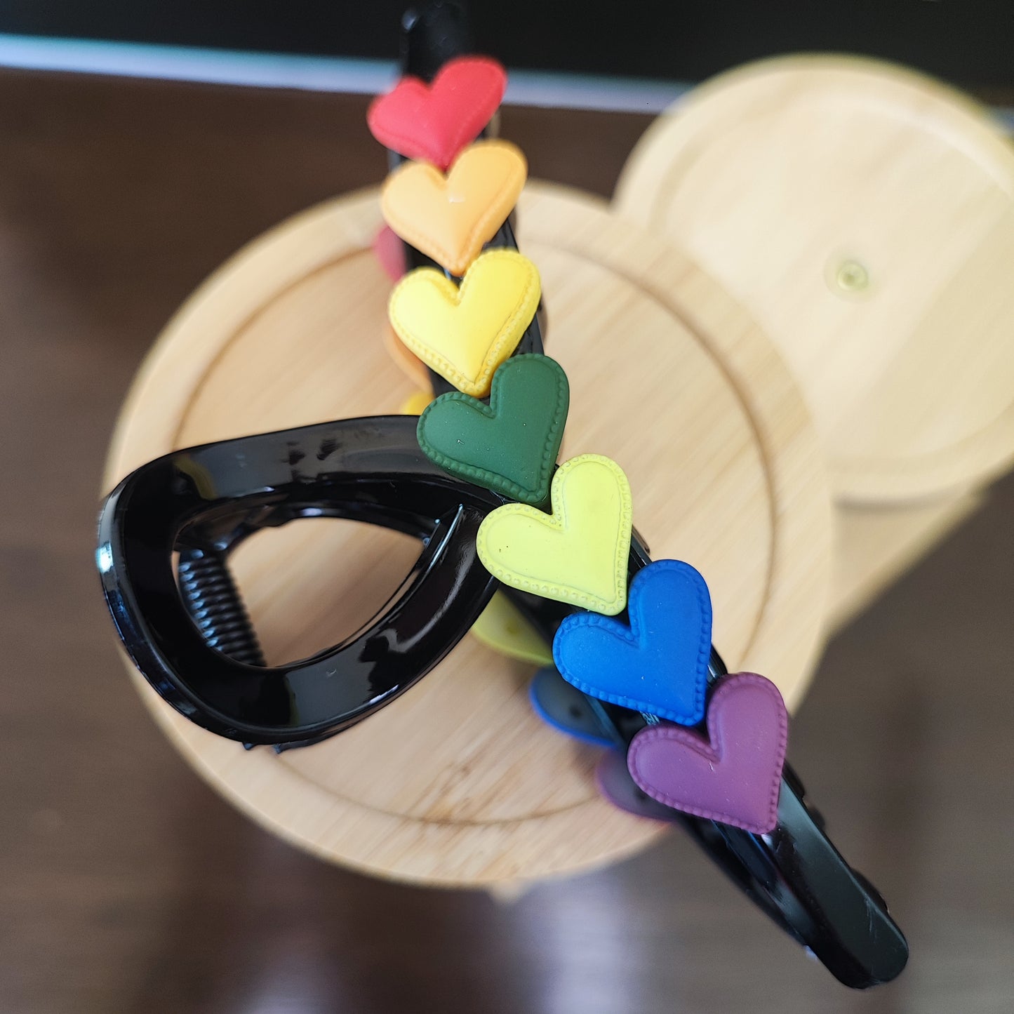 Hair Clip - Rainbow Hearts