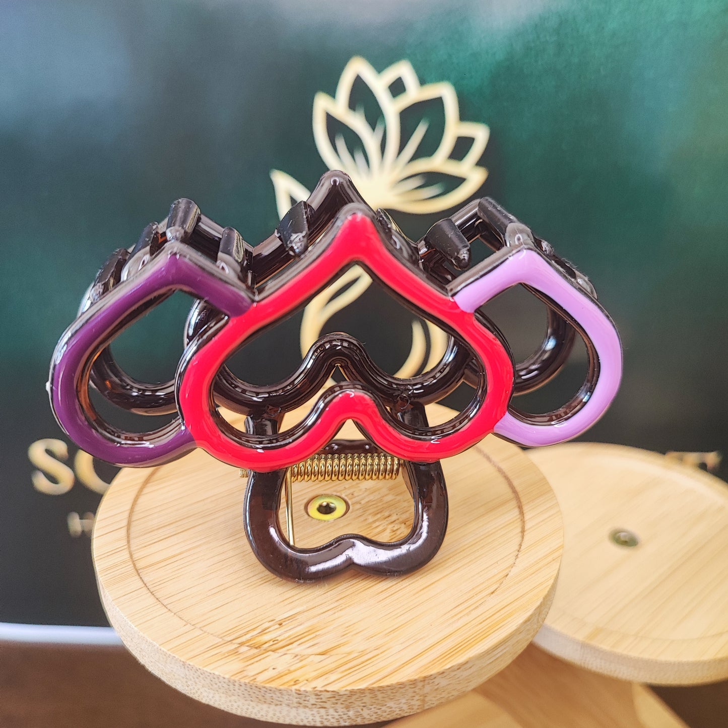 Triple Heart Hair Claw Clip