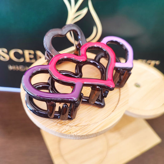 Triple Heart Hair Claw Clip