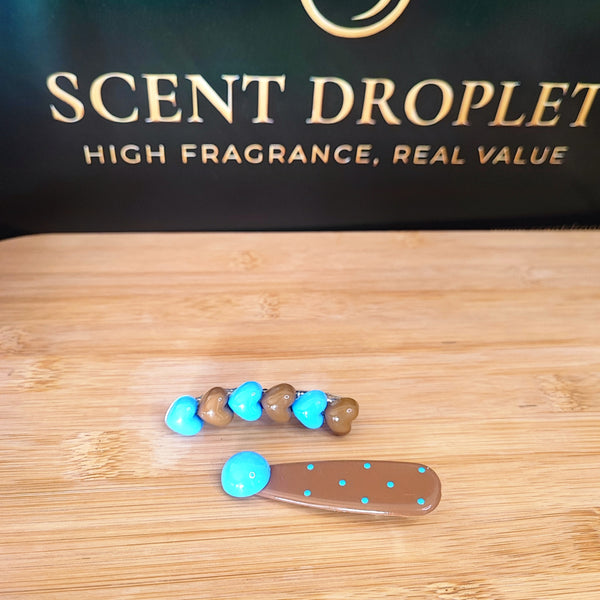 2 Pieces Hair Clip Set – Brown & Blue