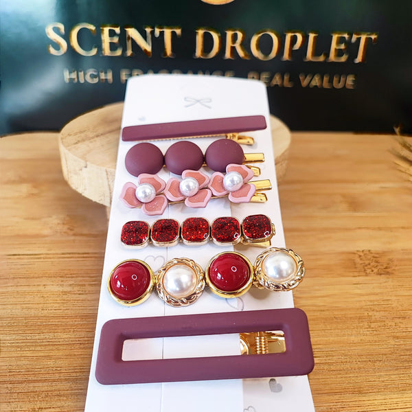 6 Pieces Hair Clip Set – Berry & Red