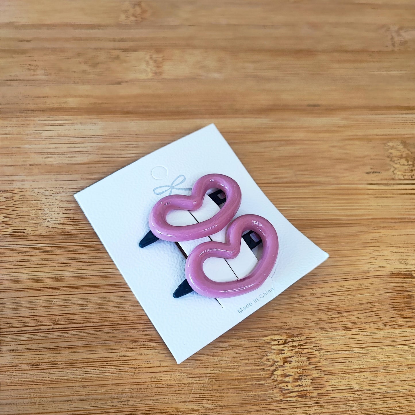 2 Pieces Heart Shape Hair Clip Set – Pink