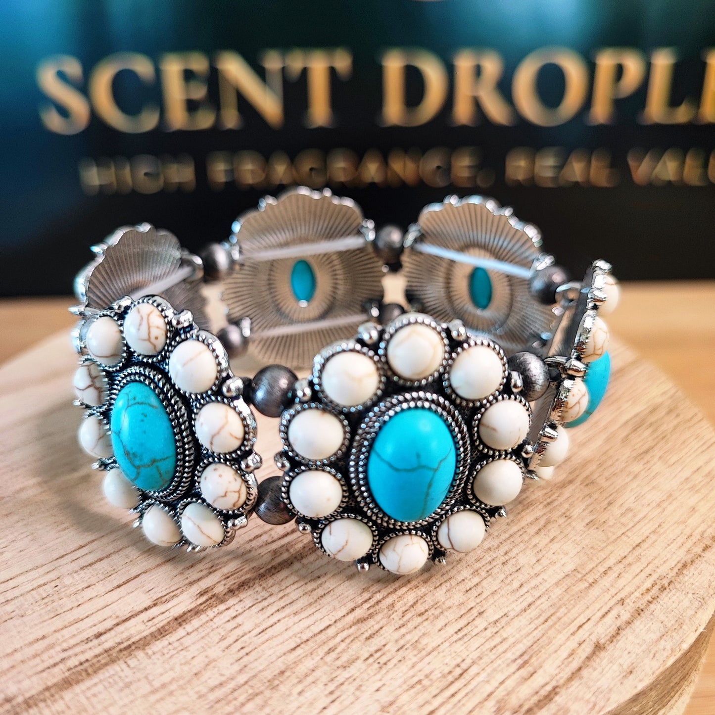 Boho Chic Turquoise Beaded Stretch Bracelet (See Video)