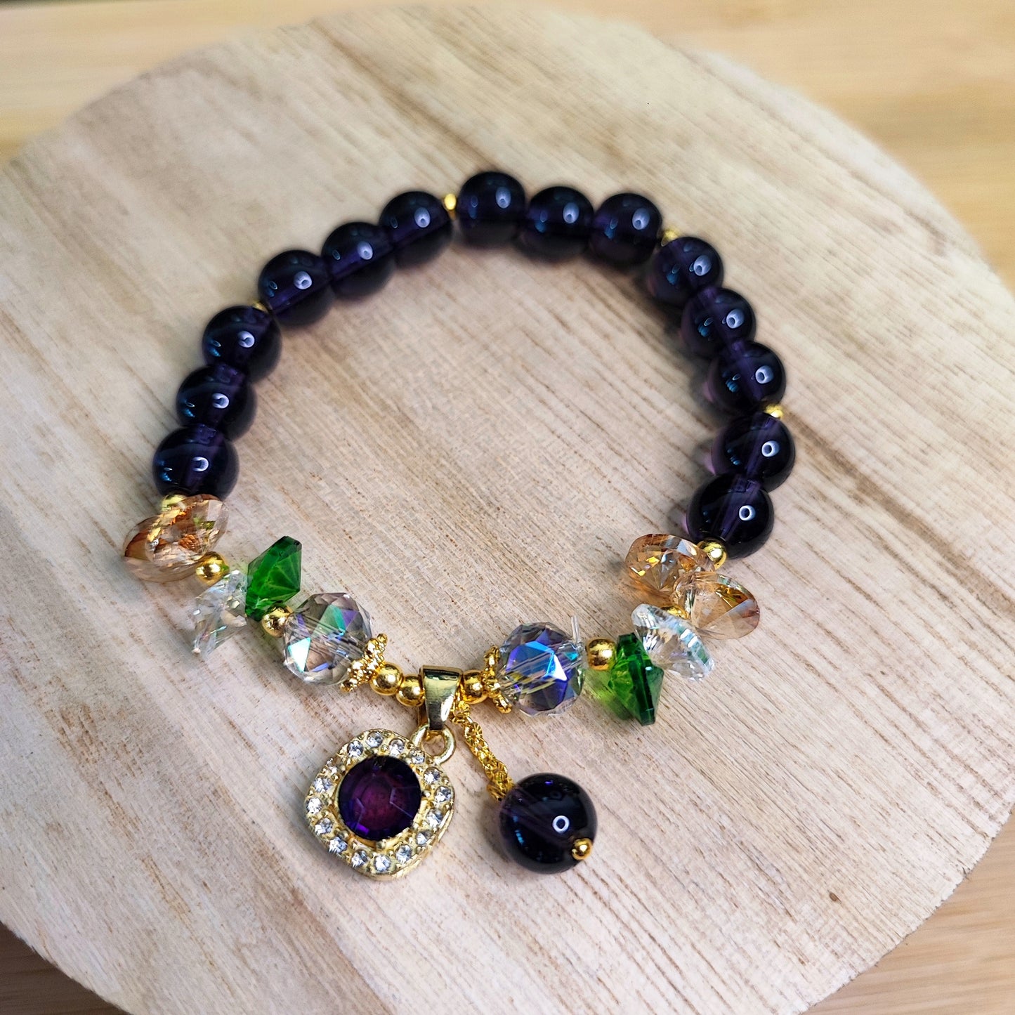 Purple Gemstone Charm Bracelet (See Video)
