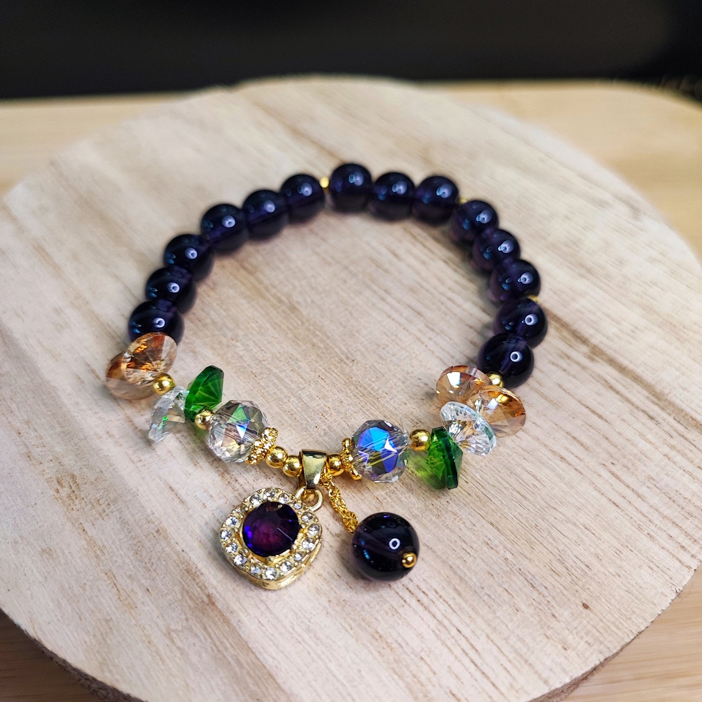 Purple Gemstone Charm Bracelet (See Video)