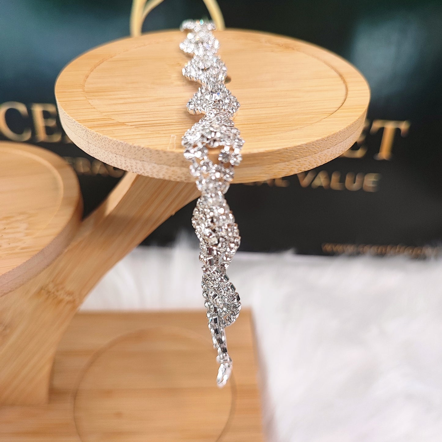 Silver Twisted Rhinestone Tennis Bracelet
