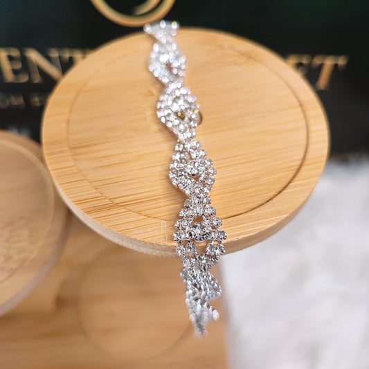 Silver Twisted Rhinestone Tennis Bracelet