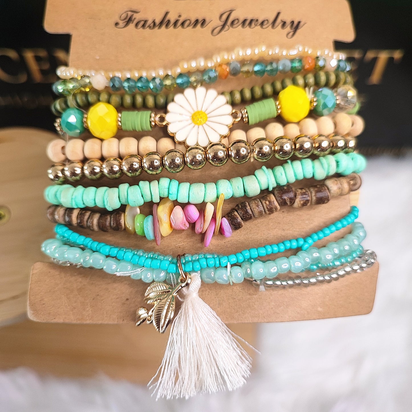 Boho Beaded Bracelet Stack Set