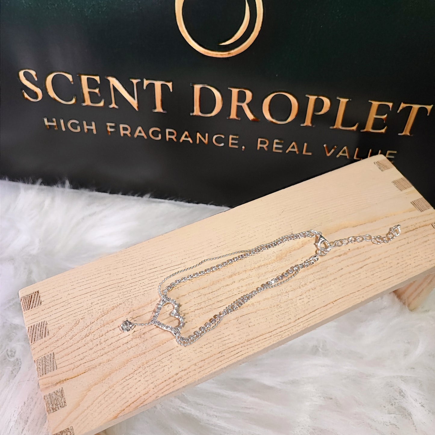 Double Chain Crystal Heart Anklet