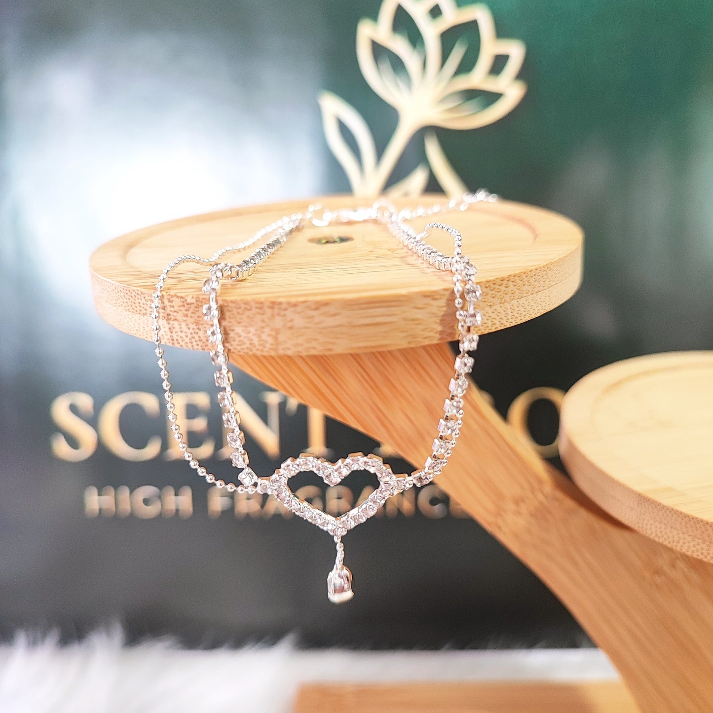 Double Chain Crystal Heart Anklet