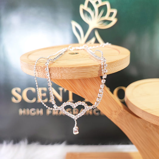 Double Chain Crystal Heart Anklet