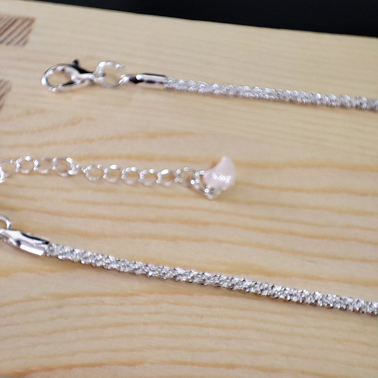 Silver Sparkle Chain Anklet Set (2 Pieces)