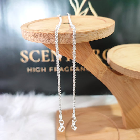 Silver Sparkle Chain Anklet Set (2 Pieces)