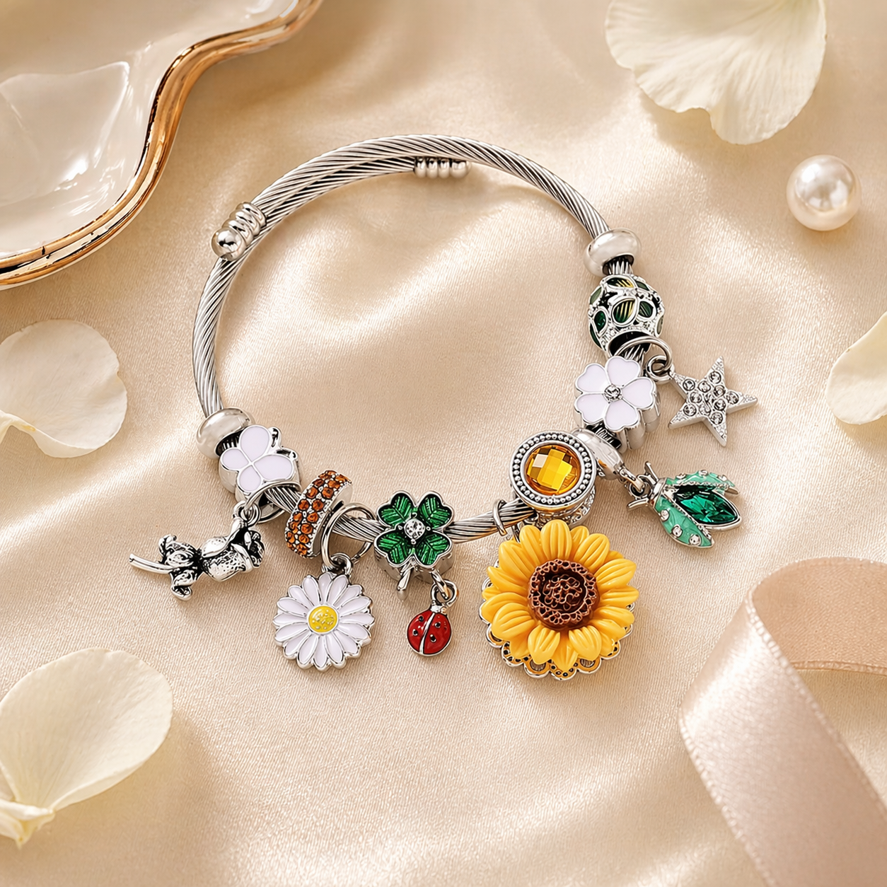 Sunflower Charm Bracelet
