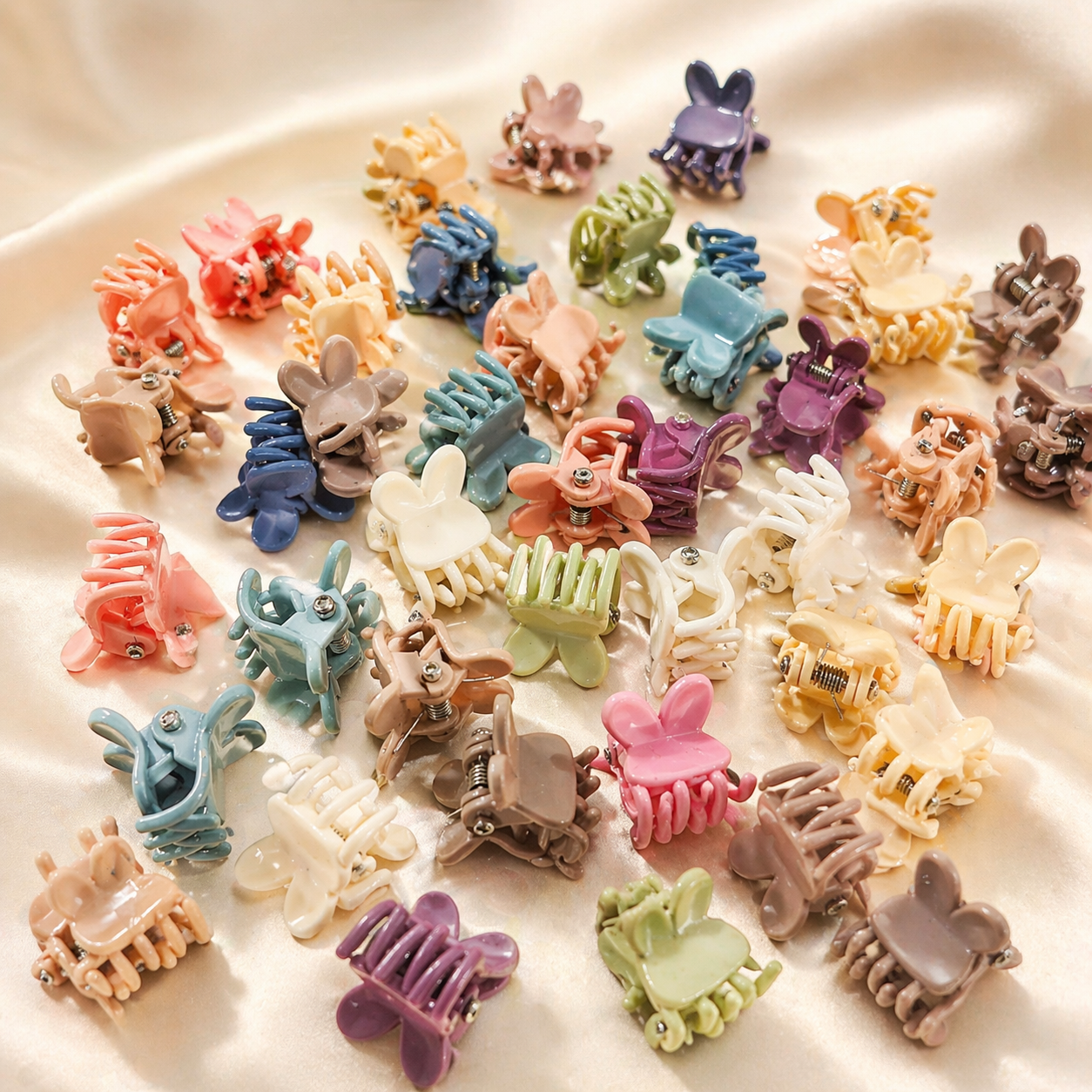 Mini Flower Claw Clips - 50pc Pastel Multicolour Set