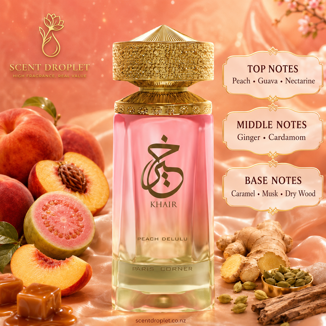 Khair Peach Delulu by Paris Corner EDP (Decant)