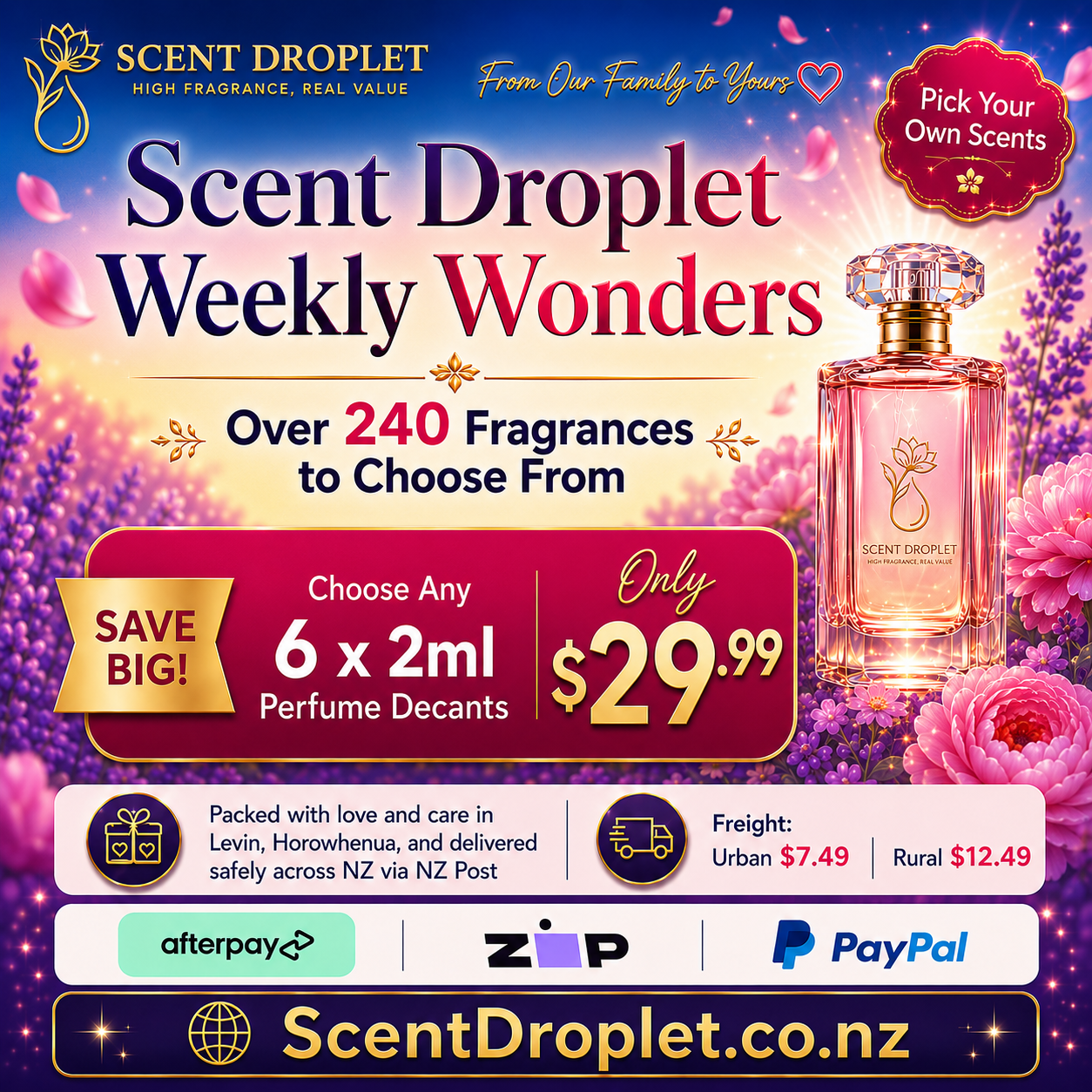 Scent Droplet Weekly Wonders – Choose Any 6 x 2ml Fragrance Discoveries (Decants)