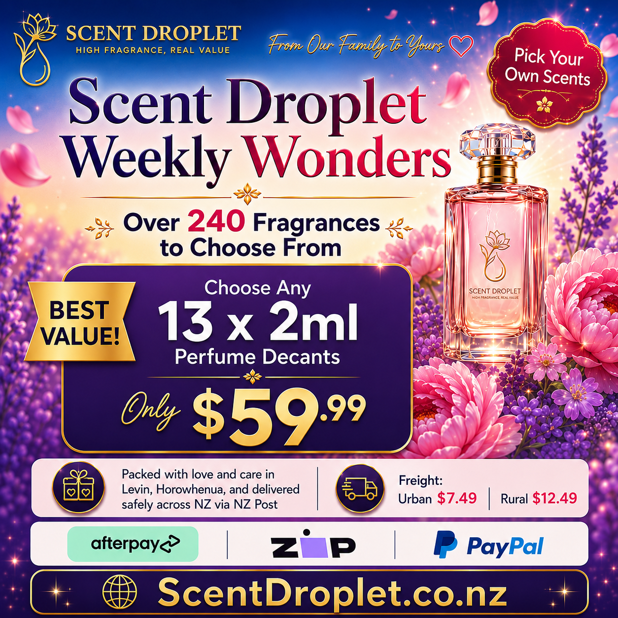 Scent Droplet Weekly Wonders – Choose Any 13 x 2ml Fragrance Discoveries (Decants)