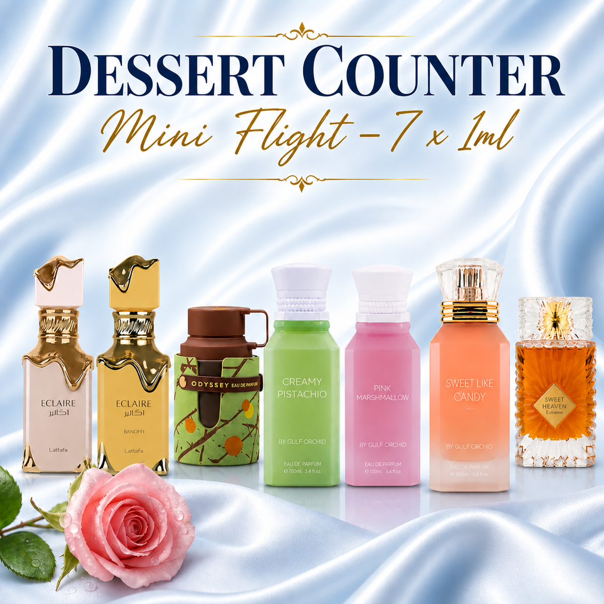 Dessert Counter Mini Flight – 7 x 1ml Perfume Decant