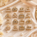 Mini Hair Clips - 8pc Assorted Gold Diamante & Pearl