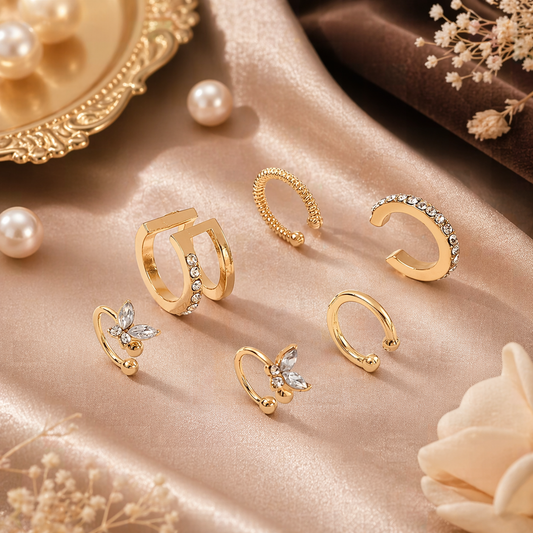 Ear Cuffs - 6pc Clip-On Set (No Piercing)