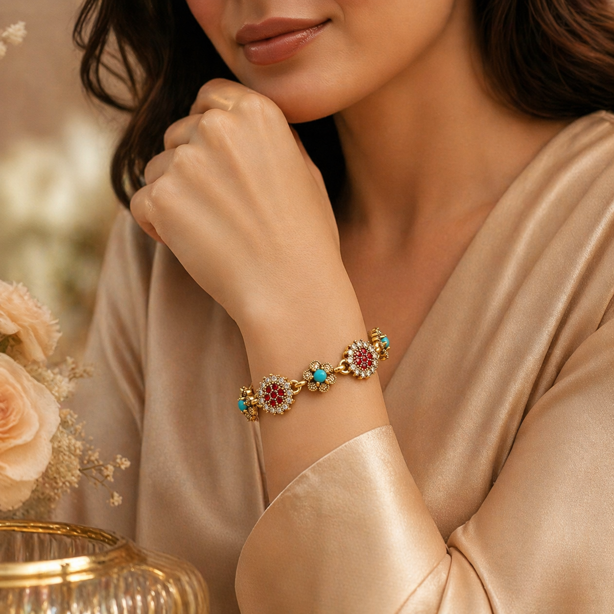 Bohemian Floral Link Bracelet
