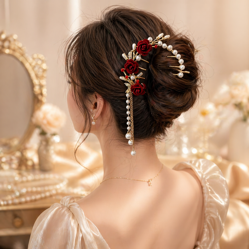Hair Clip - Artificial Rose Flower