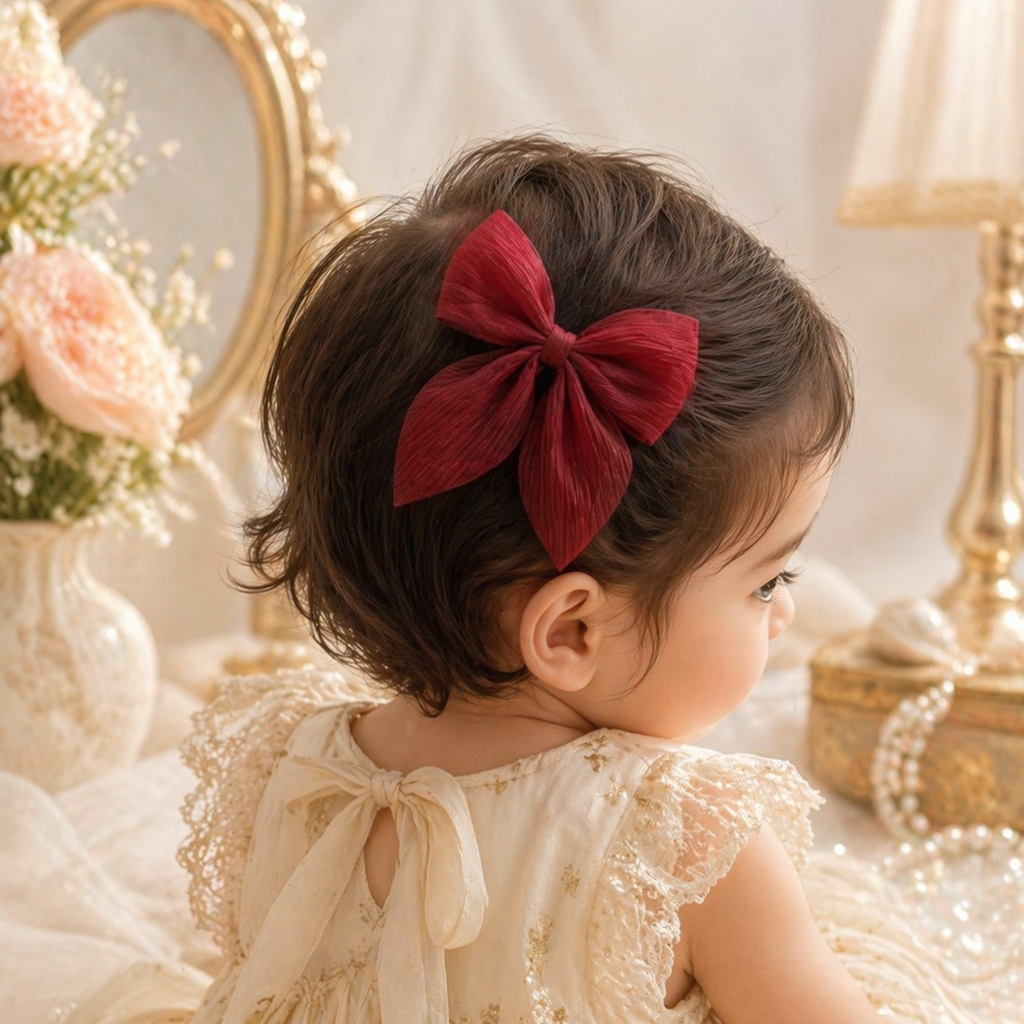 Bow Hair Clips - 10pc Shimmer Solid Colours