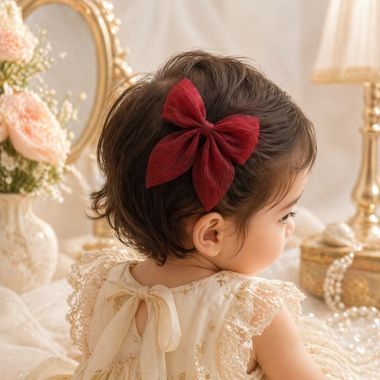 Bow Hair Clips - 10pc Shimmer Solid Colours